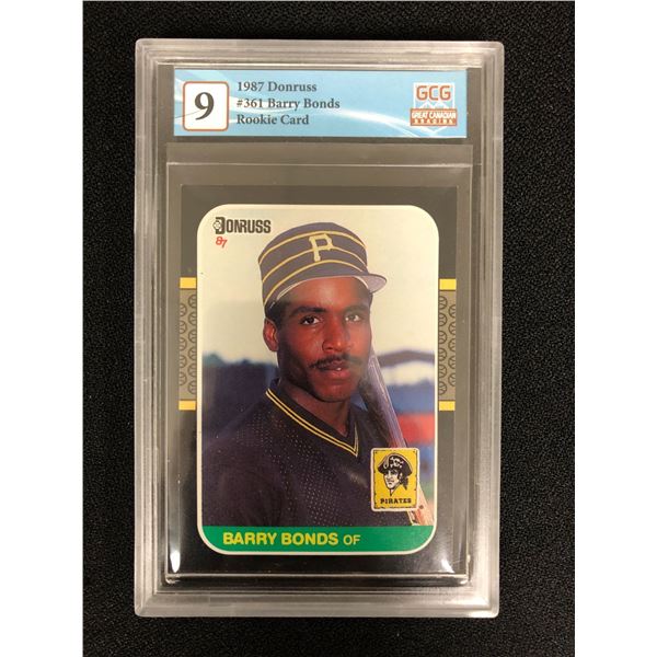 1987 DONRUSS BARRY BONDS ROOKIE CARD (GCG 9)