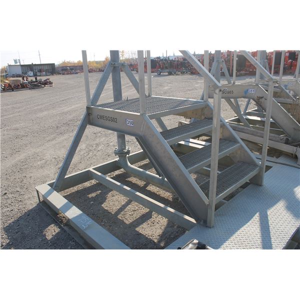 8' x 95 1/2" Galvanized Skid c/w alum. steps, fork pockets & piping