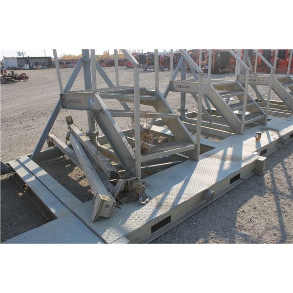 8' x 95 1/2" Galvanized Skid c/w alum. steps, fork pockets & piping (steps need to be welded)