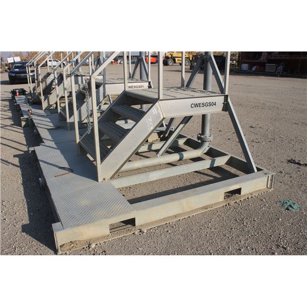 8' x 95 1/2" Galvanized Skid c/w alum. steps, fork pockets & piping