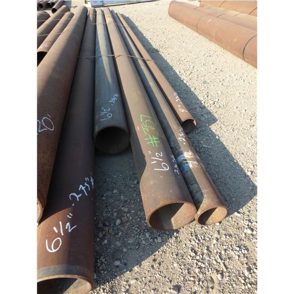 3 Lengths of 6 1/2" pipe, 1- 4 1/2" pipe and 1-  4" pipe  various lengths. Thickness ranges from 0.2