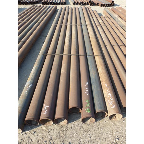 8 Lengths of pipe, 6 3/4" x 20'1" x 0.125 thickness