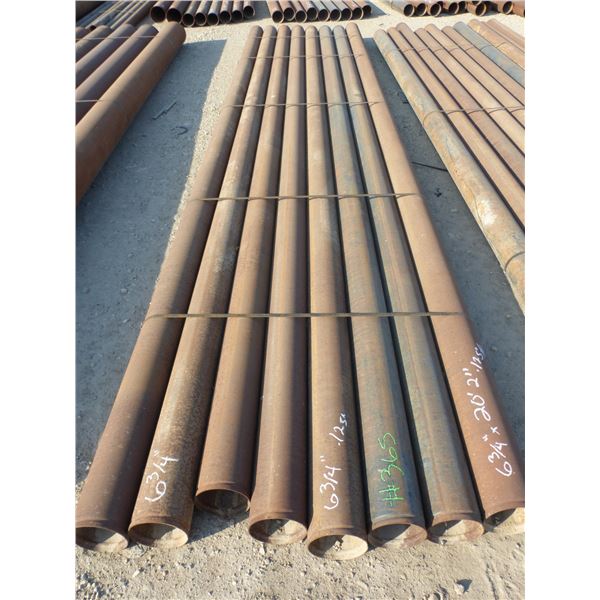 8 Lengths of pipe, 6 3/4" x 20'2" x 0.125 thickness
