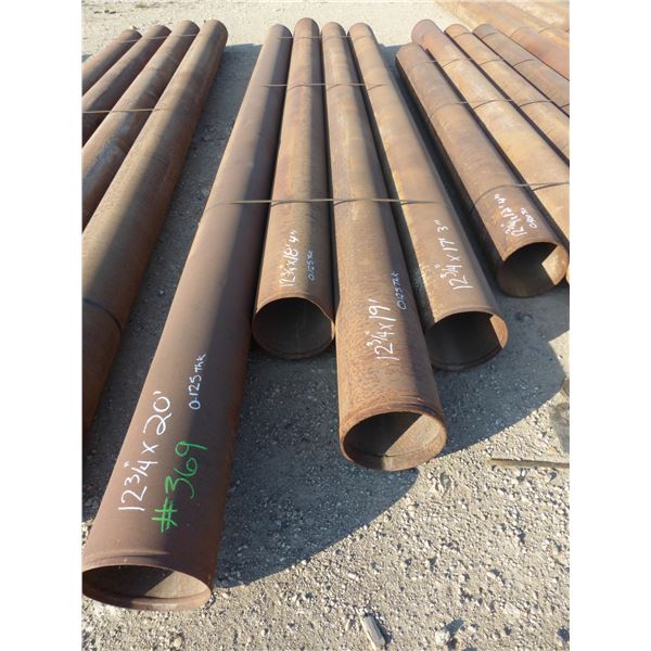 4 Lengths of pipe, 12 3/4" x 17' to 20' x 0.125 thickness
