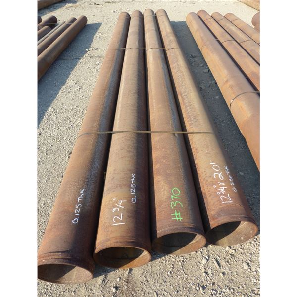 4 Lengths of pipe, 12 3/4" x 20' x 0.125 to 0.25 thickness