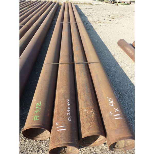 4 Lengths of pipe, 11" x approx. 40' x 0.25 thickness