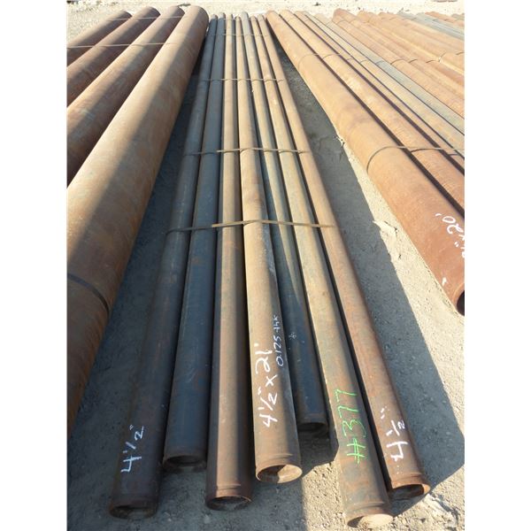 7 Lengths of pipe, 4 1/2" x approx. 21' x 0.125 thickness