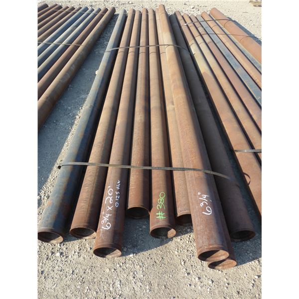 9 Lengths of pipe, 6 3/4" x approx. 20' x 0.125 thickness