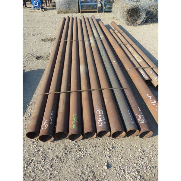 9 Lengths of pipe, 6 3/4" x approx. 20' x 0.125 to 0.250 thickness