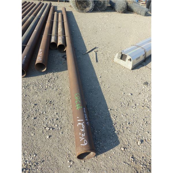 4 Lengths of pipe, 1- 6 1/2" x 21' x 0.250 thickness, 1- 6 1/2" x 16'9" x 0.125 thickness, 2- 6 3/4"