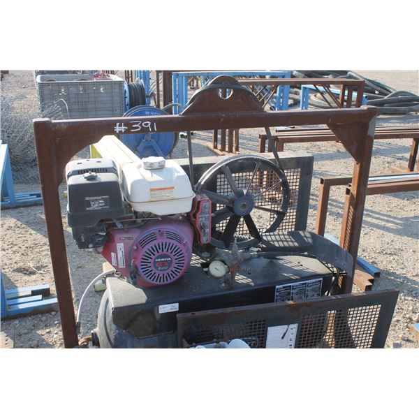 Steel frame c/w Honda motor (turns over) and air tank