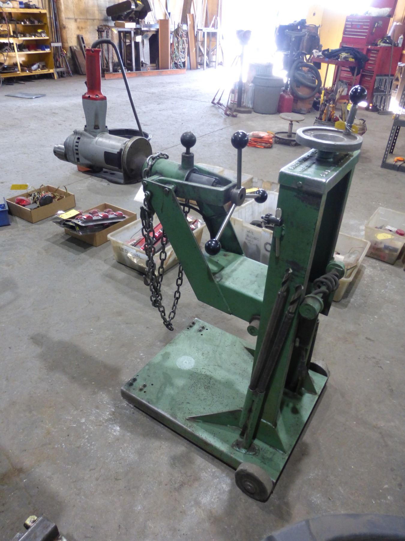 Truck frame rolling drill frame made by WABER TOOL & ENGINE INC. c/w