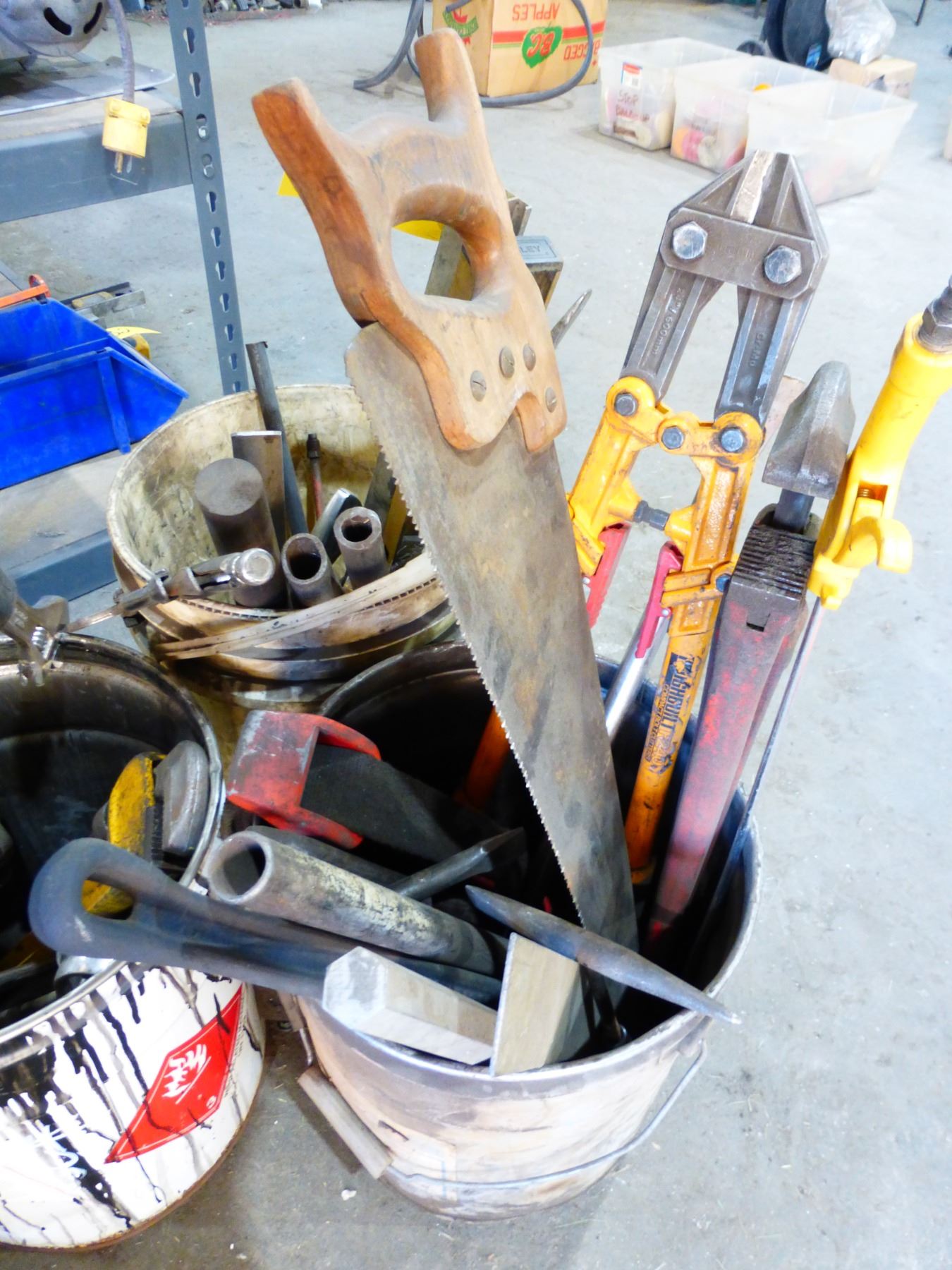 3- Pails of tools and steel