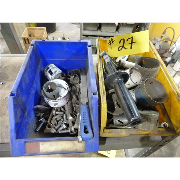 Hole saw blades, misc. wrenches and bolts