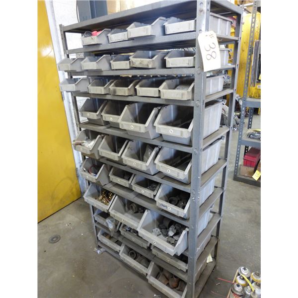 Metal bin units c/w relays, bolts, fittings, etc.