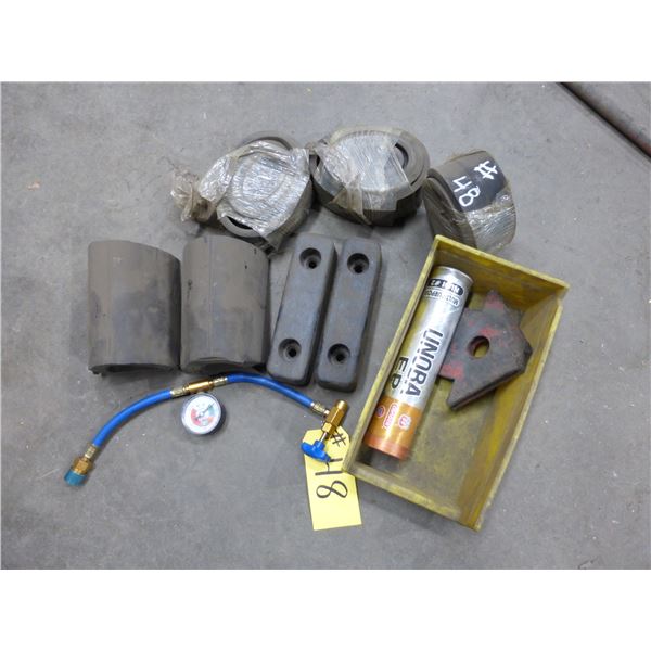 Magnet, rubber, grease and rubber stops