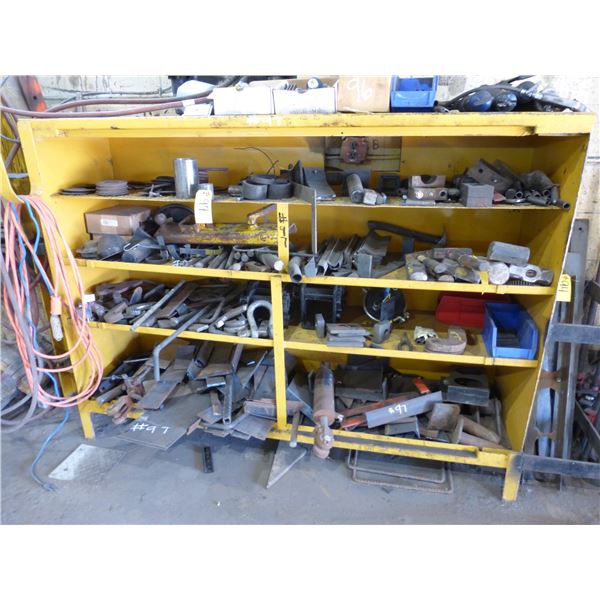Yellow steel shelf unit c/w misc. steel & parts (Load after Nov 11th)
