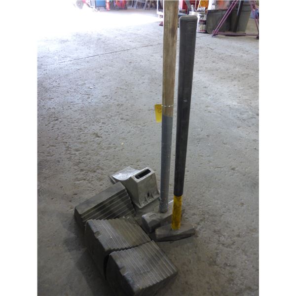 3- Rubber stops & 2- sledges