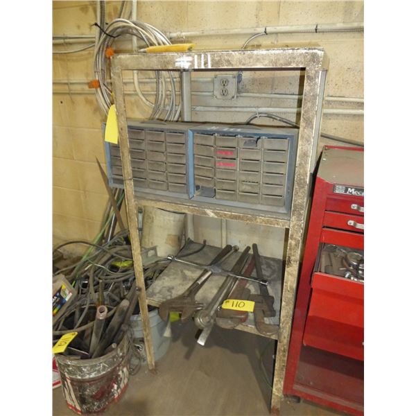 Steel shelf c/w organizers & misc.