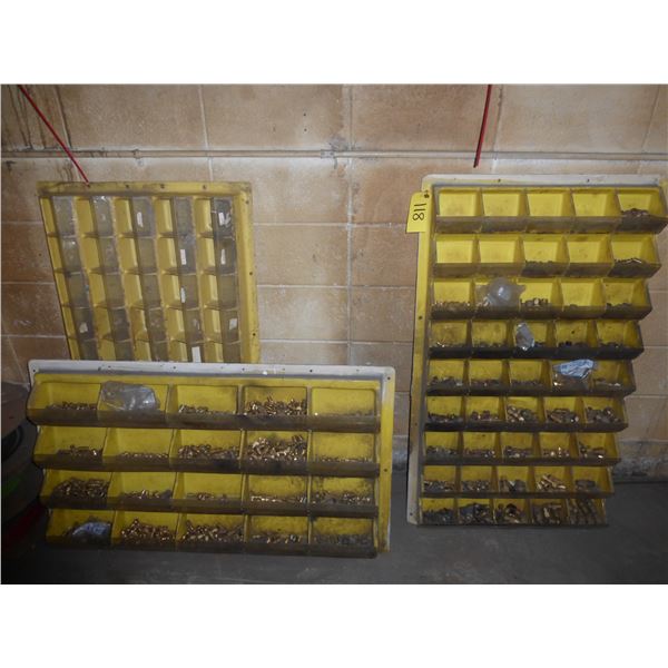3- Yellow plastic cabinets c/w fittings etc.
