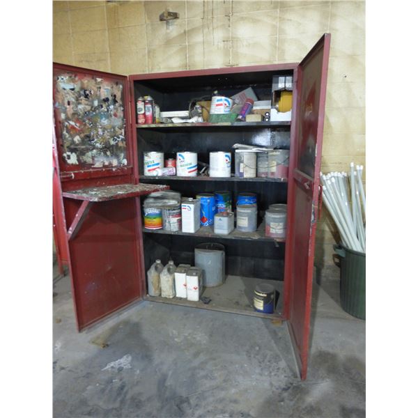Steel cabinet c/w paint & thinners