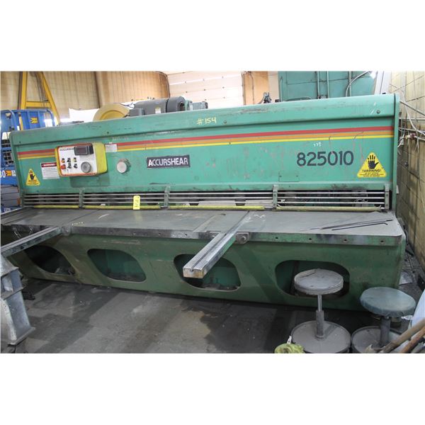 Accurshear, 10' shear, Max 1/4" cut, (Digital display not working) Forklift available to load on Nov