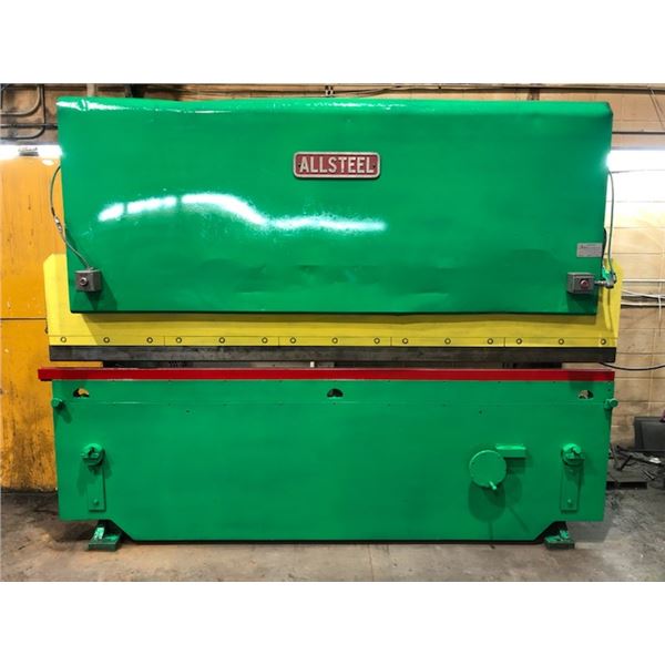 70 ton, All steel press brake, 10' outside, 8'6" throught, 220V, 3 ph, c/w qty of dyes (Tyler will h