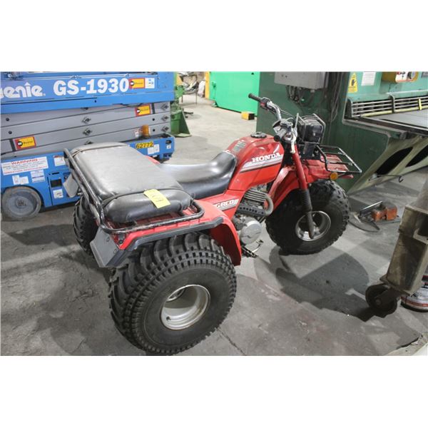 1985 Honda 250 Big Red Trike, has reverse #TE0400FH040253 (running). Estate sale PH Janet (780) 991-