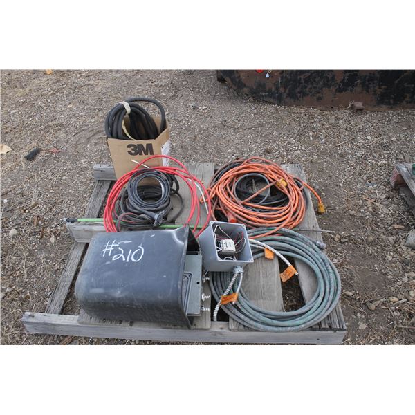Pallet of hose, cords, elec. & misc.