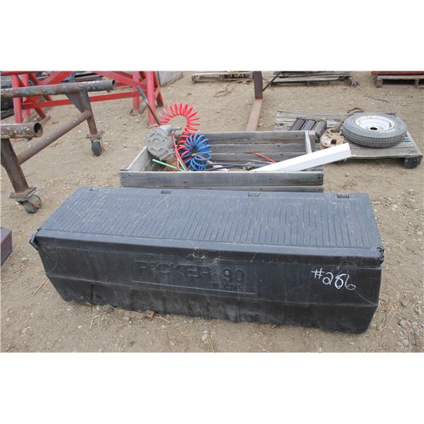 Black tool box & crate c/w air lines & fittings