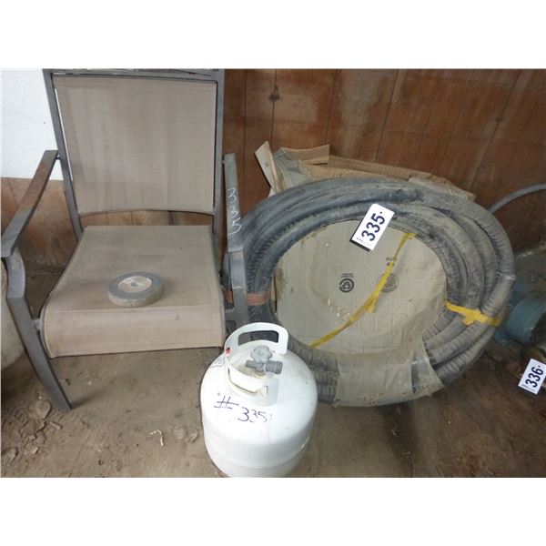 Chair, tank & elec. conduit