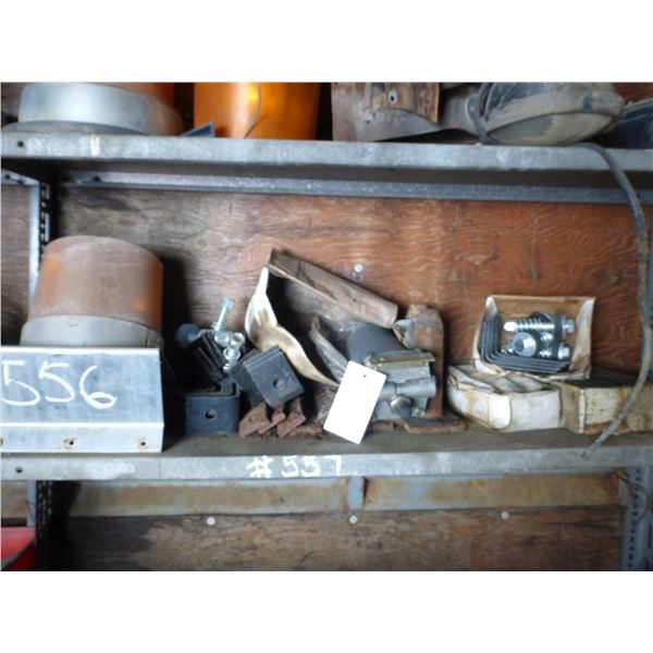 Flashers, brackets, hose & misc. on shelf