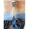 Image 2 : 2- new shovels, air hose, light frame, pail of bolts & steel frame
