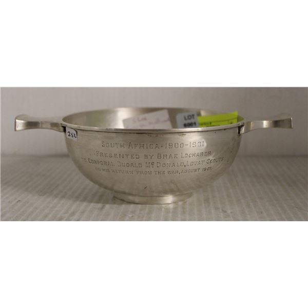 ENGLISH HALLMARKED SILVER BOWL BOER WAR