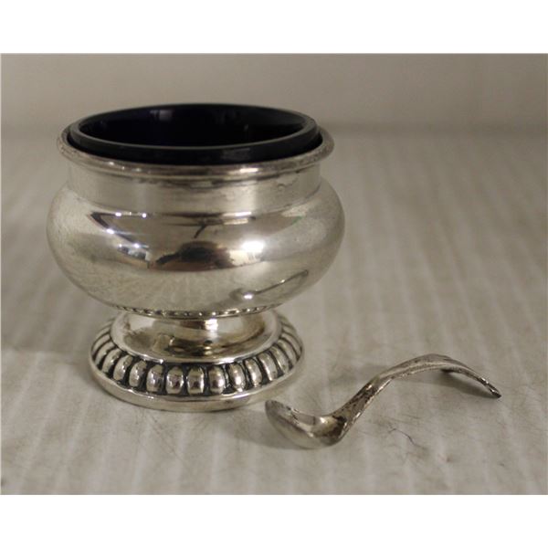 STERLING SILVER SALT HOLDER AND SPOON