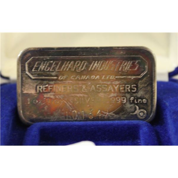 ONE OUNCE SILVER BAR ENGELHARD INDUSTRIES