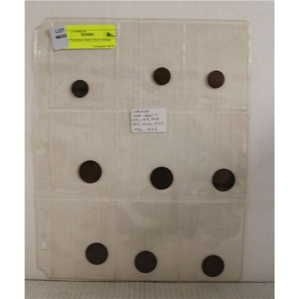 NINE CANADA ONE CENT COINS