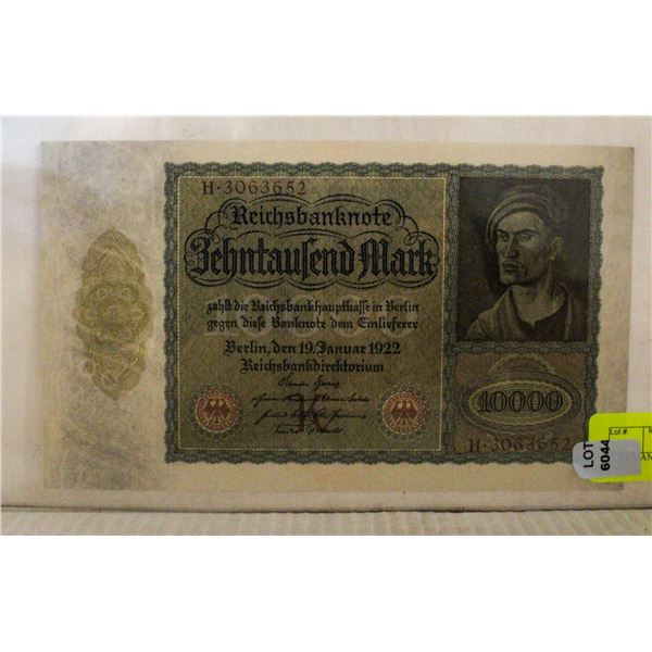 GERMANY 10 000 MARK NOTE 1922