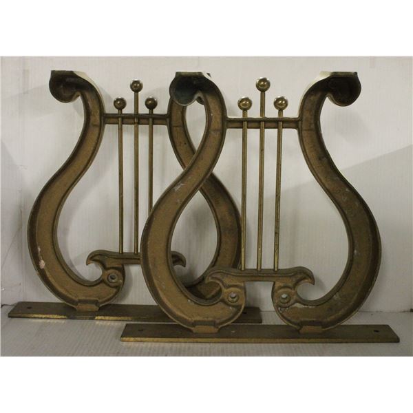 SET OF 2 HEAVY BRASS ORNATE FIXTURES
