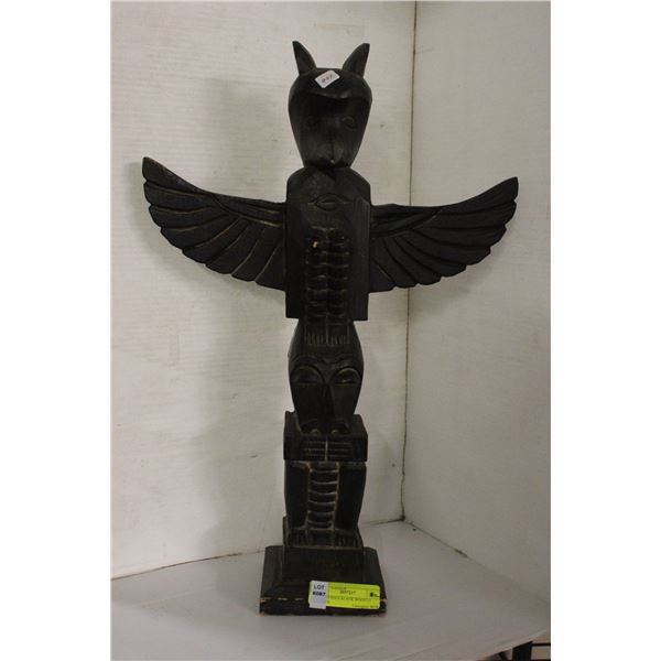 TOTEM POLE BLACK WOOD 21 INCHES