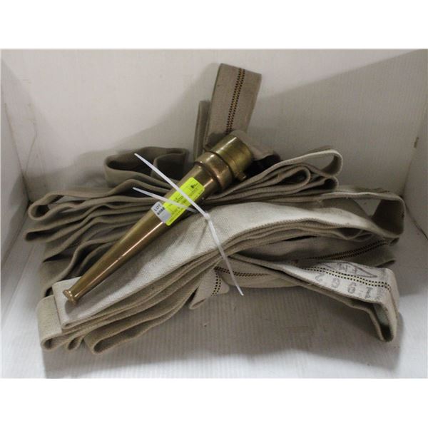 FIRE HOSE WITH BRASS NOZZLE AND COUPLING