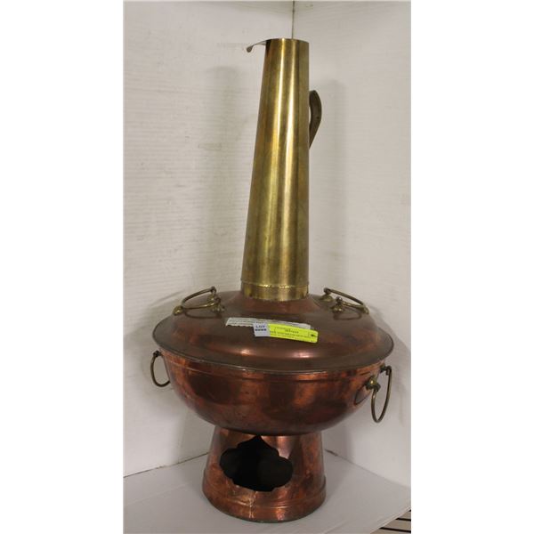 COPPER AND BRASS HOT POT / FONDUE 23 INCHES