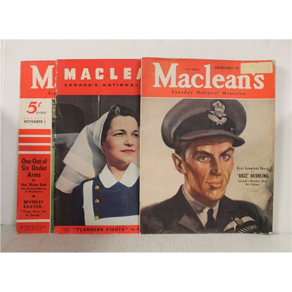 SET OF 3 WW2 MCLEANS MAGAZINES