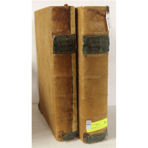 ANTIQUE BIBLE IN TWO VOLUME SET . REV MATTHEW