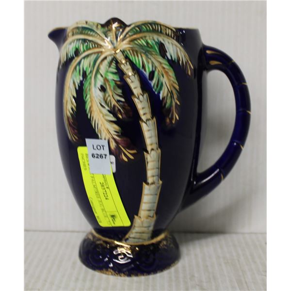 BESWICK PALMTREE JUG BLUE , 7.5 INCHES