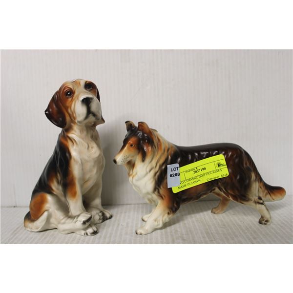 TWO CERAMIC DOD FIGURINES MADE IN JAPAN