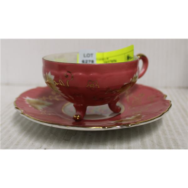 THREE LEGGED CUP AND SAUCER MADE IN JAPAN