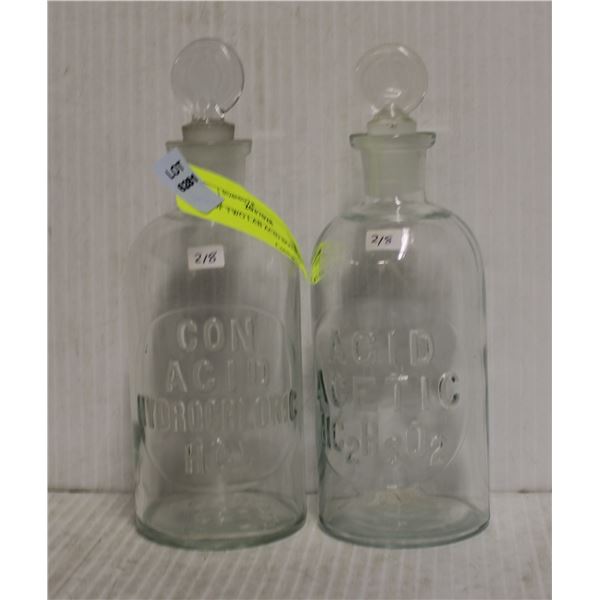 SET OF TWO LAB ACID BOTTLES