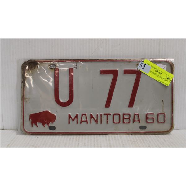 1960 MANITOBA LICENSE PLATE