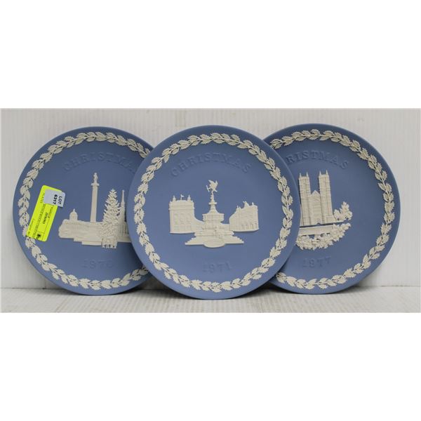 THREE WEDGEWOOD CHRISTMAS PLATES